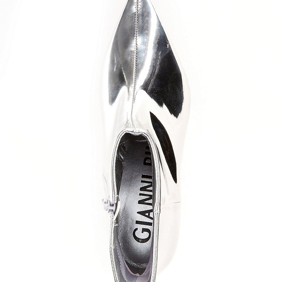 Gianni Bini Georgina Mirror Metallic Kitten Heel Booties Size 8 New - Picture 7 of 10